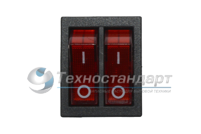 Выключатель двухклавишный, с индикаторной лампой, 15А-125В, 16А-250В, для водонагревателей